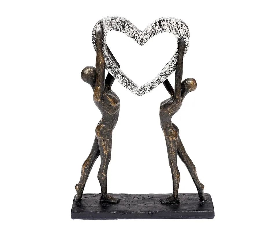 brillibrum-skulptur-herz-liebespaar-bronze-abstrakte-dekofigur-polystone-36-x-27 image 1