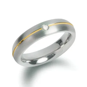 boccia-0130-06-titanium-ring-5-mm-matt-mit-goldlinie-und-diamant-0-03-ct image 1
