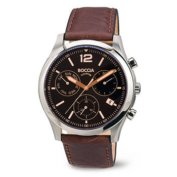 boccia-3757-01-herren-titan-chronograph-uhr-schwarz-braun-43mm image 1