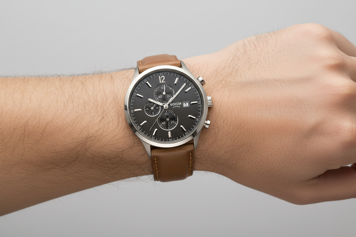 boccia-3753-04-titanium-chronograph-herrenuhr-42-mm-braun image 2