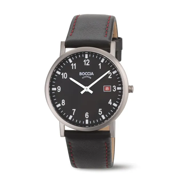 boccia-3662-03-herren-titan-uhr-schwarz-leder-37-mm image 1