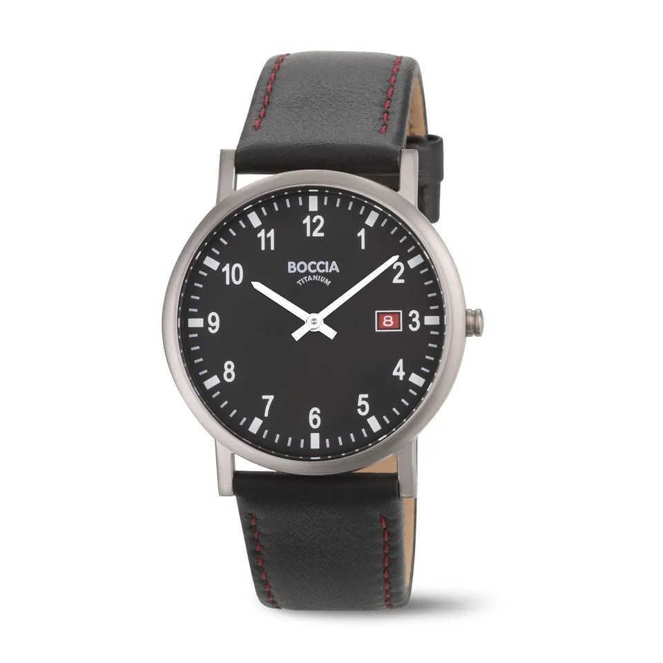 boccia-3662-03-herren-titan-uhr-schwarz-leder-37-mm image 1