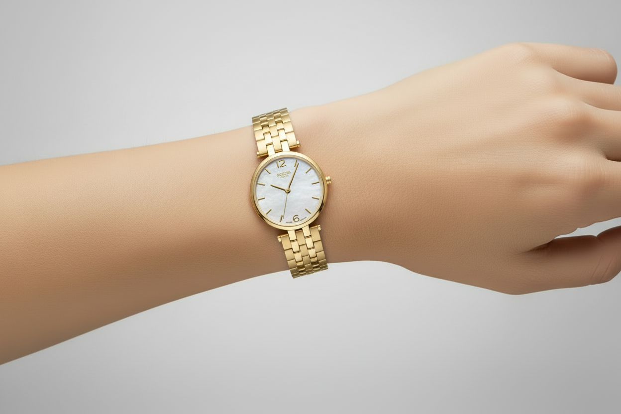 boccia-3339-03-damen-titan-uhr-perlmutt-gold image 2