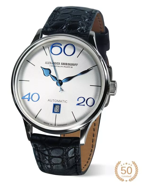alexander-shorokhoff-sixtythree-silver-vintage-herrenuhr-blau image 1