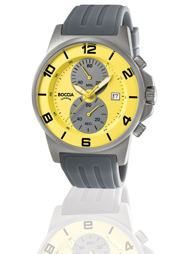 boccia-3777-20-herrenuhr-titan-chronograph-gelb-grau-45-mm image 2