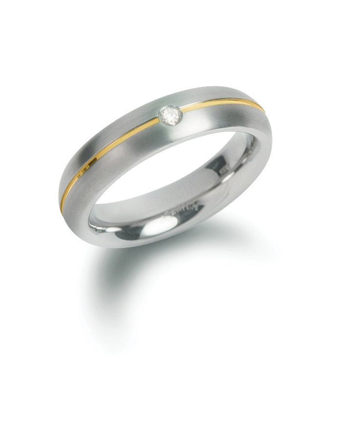 boccia-0130-06-titanium-ring-5-mm-matt-mit-goldlinie-und-diamant-0-03-ct image 2