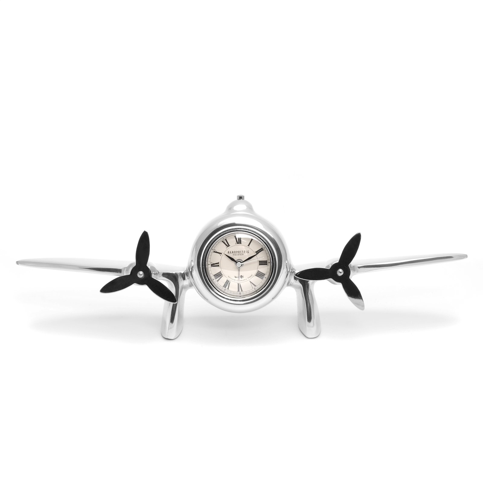 brillibrum-tischuhr-flugzeug-propeller-metall-silber-mit-gravur-bis-25-zeichen image 2