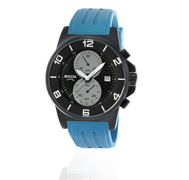 boccia-3777-10-herren-titanium-chronograph-45-mm-mit-jeansblau-kautschuk image 2