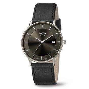 boccia-3607-01-titanium-herrenuhr-grau-leder-saphir-39-mm image 1