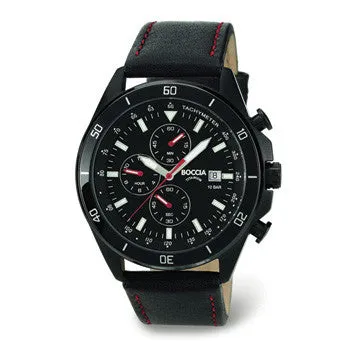 boccia-3762-04-herren-titan-chronograph-schwarz-leder-42-5mm image 1