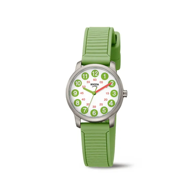 boccia-3373-02-titan-kinderuhr-wei-gr-n-kautschuk-27-mm image 1