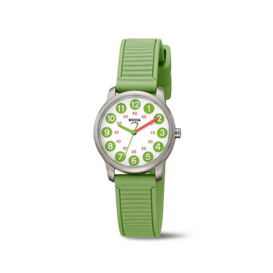 boccia-3373-02-titan-kinderuhr-wei-gr-n-kautschuk-27-mm image 1