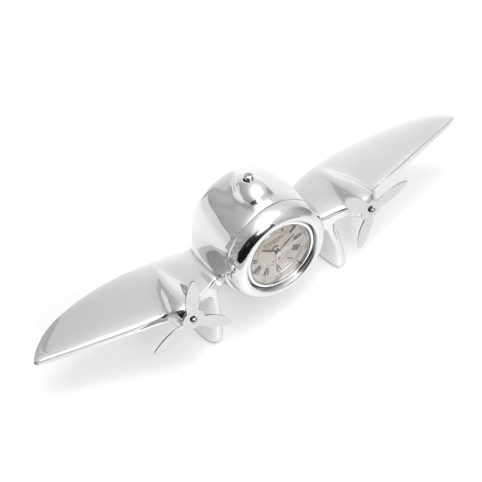 brillibrum-tischuhr-flugzeug-propeller-metall-silber-mit-gravur-bis-25-zeichen image 3