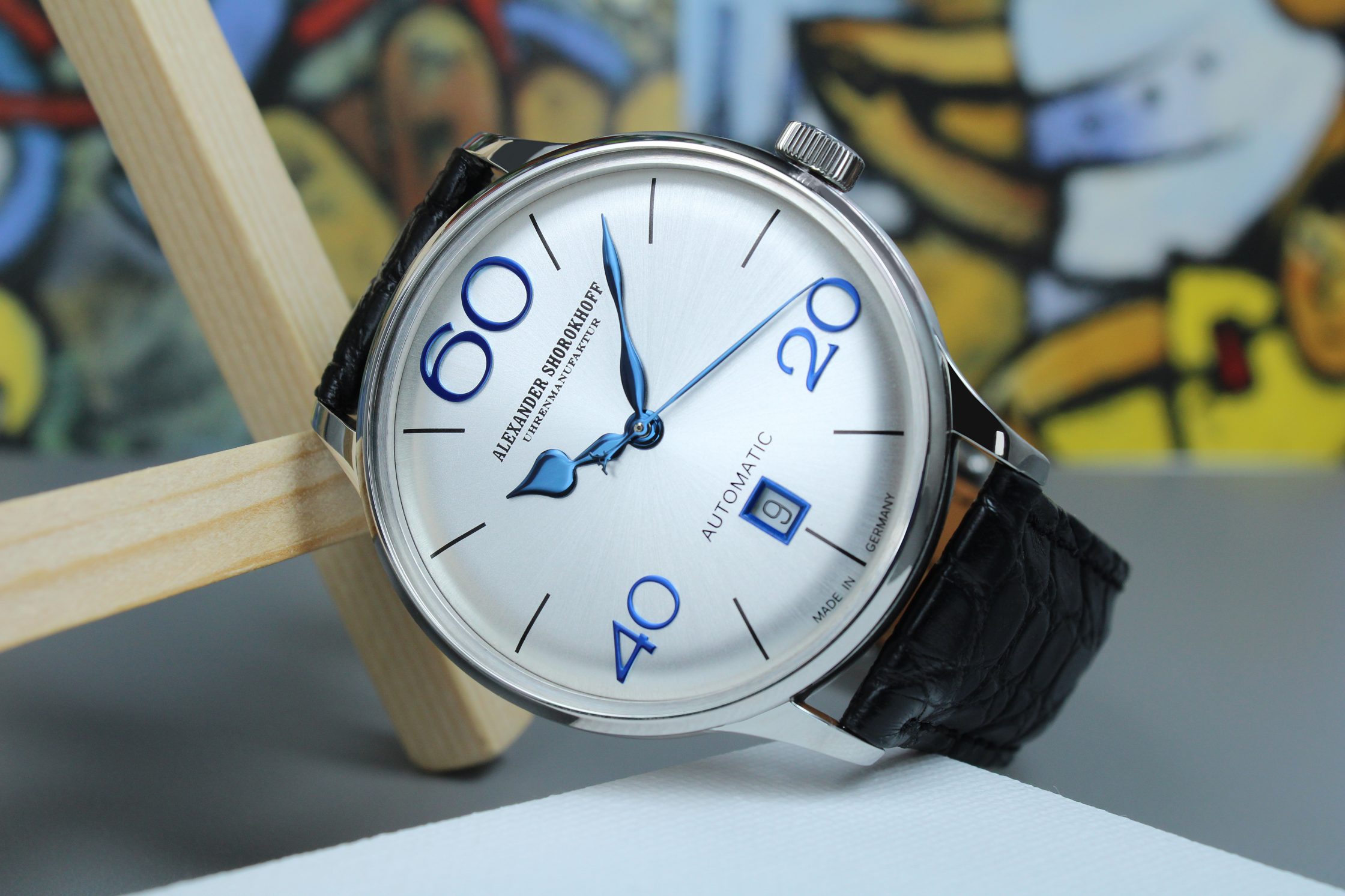 alexander-shorokhoff-sixtythree-silver-vintage-herrenuhr-blau image 3