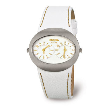 boccia-3211-01-damen-titan-uhr-36mm-dual-time-wei-gold-mit-lederband image 1