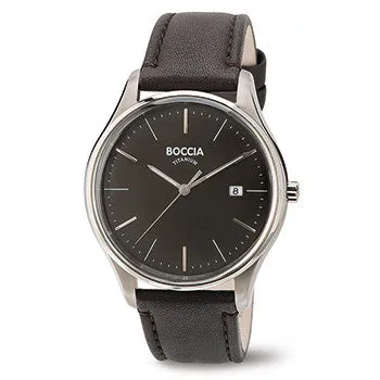 boccia-3587-02-titan-herrenuhr-leder-dunkelgrau-datum image 1