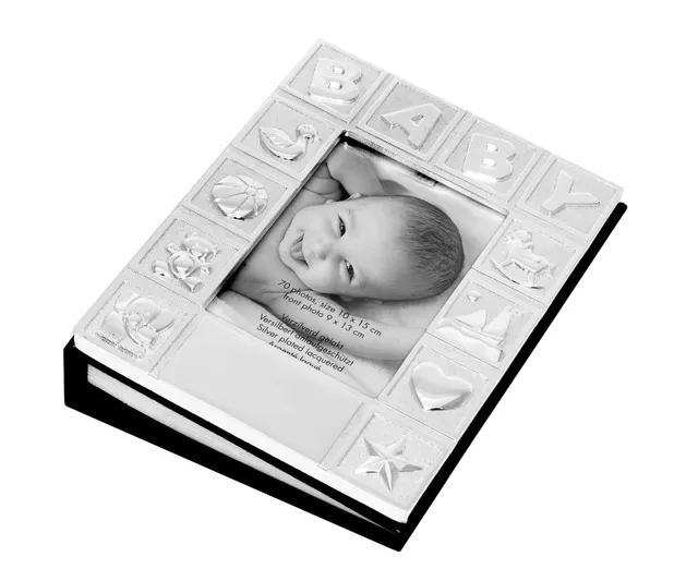 brillibrum-baby-fotoalbum-versilbert-mit-bilderrahmen-f-r-70-fotos-10x15-gravur- image 1