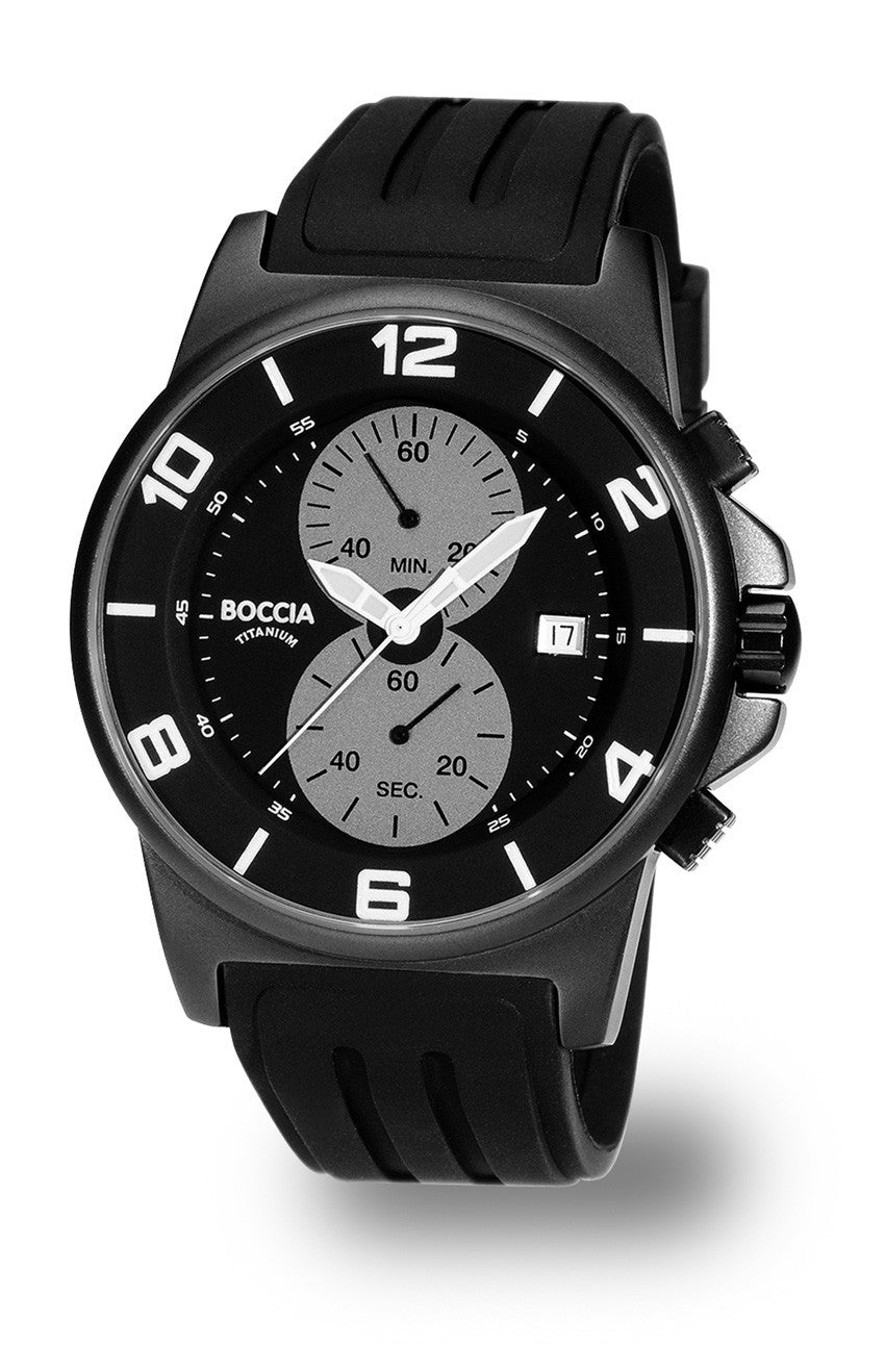 boccia-3777-02-herren-titan-chronograph-schwarz-kautschuk image 2