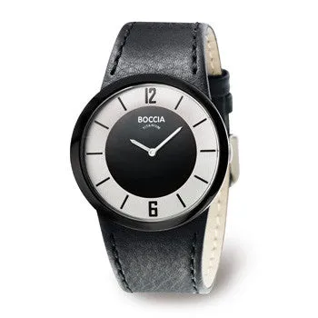 boccia-damen-titan-uhr-black-37-mm-leder-schwarz-wei image 1