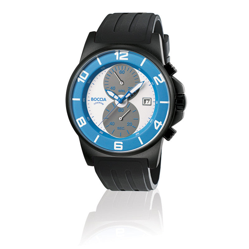 boccia-3777-22-herren-titan-chronograph-blau-wei-kautschuk image 2