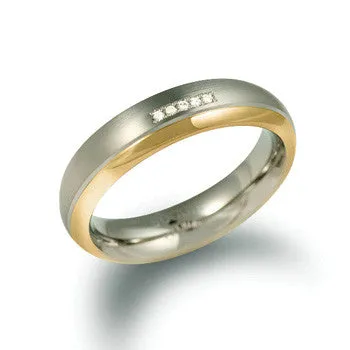 boccia-0130-10-titan-ring-5mm-matt-mit-goldlinie-und-5-diamanten image 1