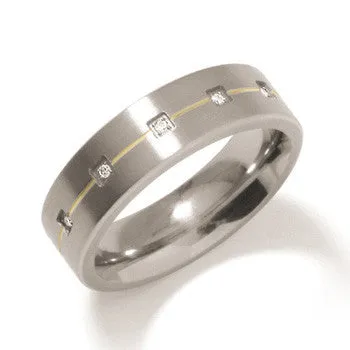 boccia-0101-19-titanring-6-mm-mit-goldlinie-und-5-diamanten-0-025-ct image 1