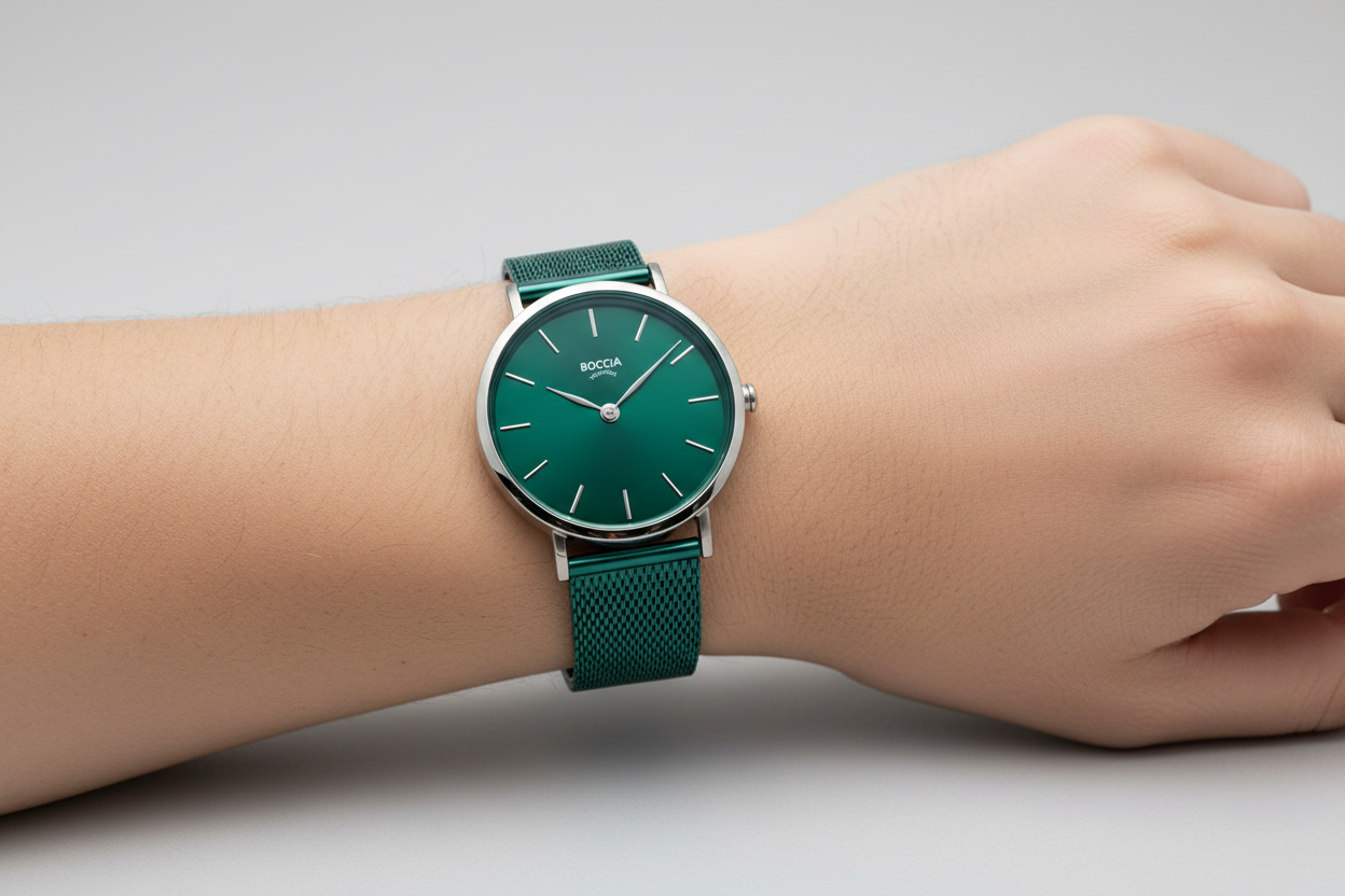 boccia-3281-10-damen-titan-uhr-dunkel-teal-mit-mesh image 2