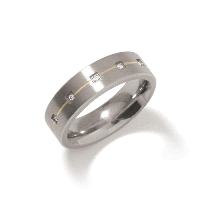 boccia-0101-19-titanring-6-mm-mit-goldlinie-und-5-diamanten-0-025-ct image 2