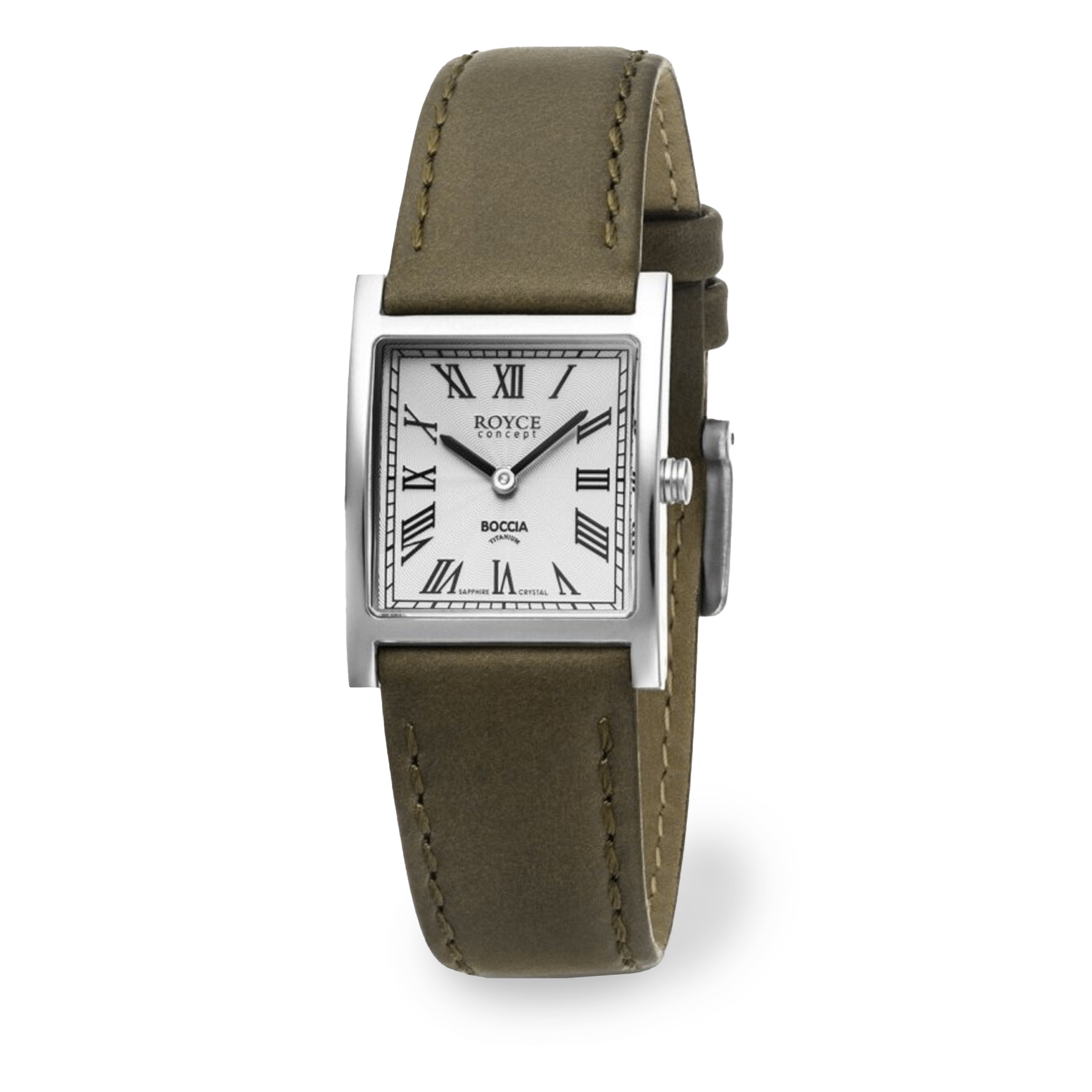 boccia-3360-01-damen-royce-titan-uhr-eckig-wei-mit-olivgr-nem-leder image 1