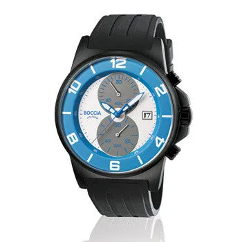 boccia-3777-22-herren-titan-chronograph-blau-wei-kautschuk image 1