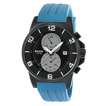 boccia-3777-10-herren-titanium-chronograph-45-mm-mit-jeansblau-kautschuk image 1