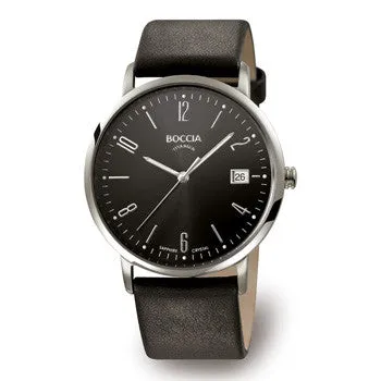 boccia-3557-02-titanium-herrenuhr-schwarz-leder image 1