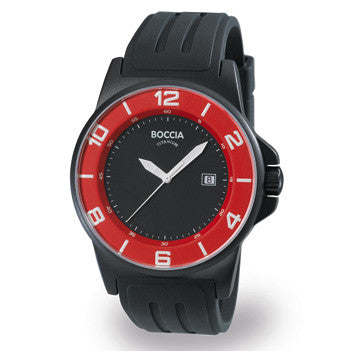 boccia-3535-14-herren-titanium-uhr-id-schwarz-rot-mit-kautschuk-45-mm image 1