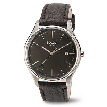 boccia-3587-02-titan-herrenuhr-leder-dunkelgrau-datum image 1
