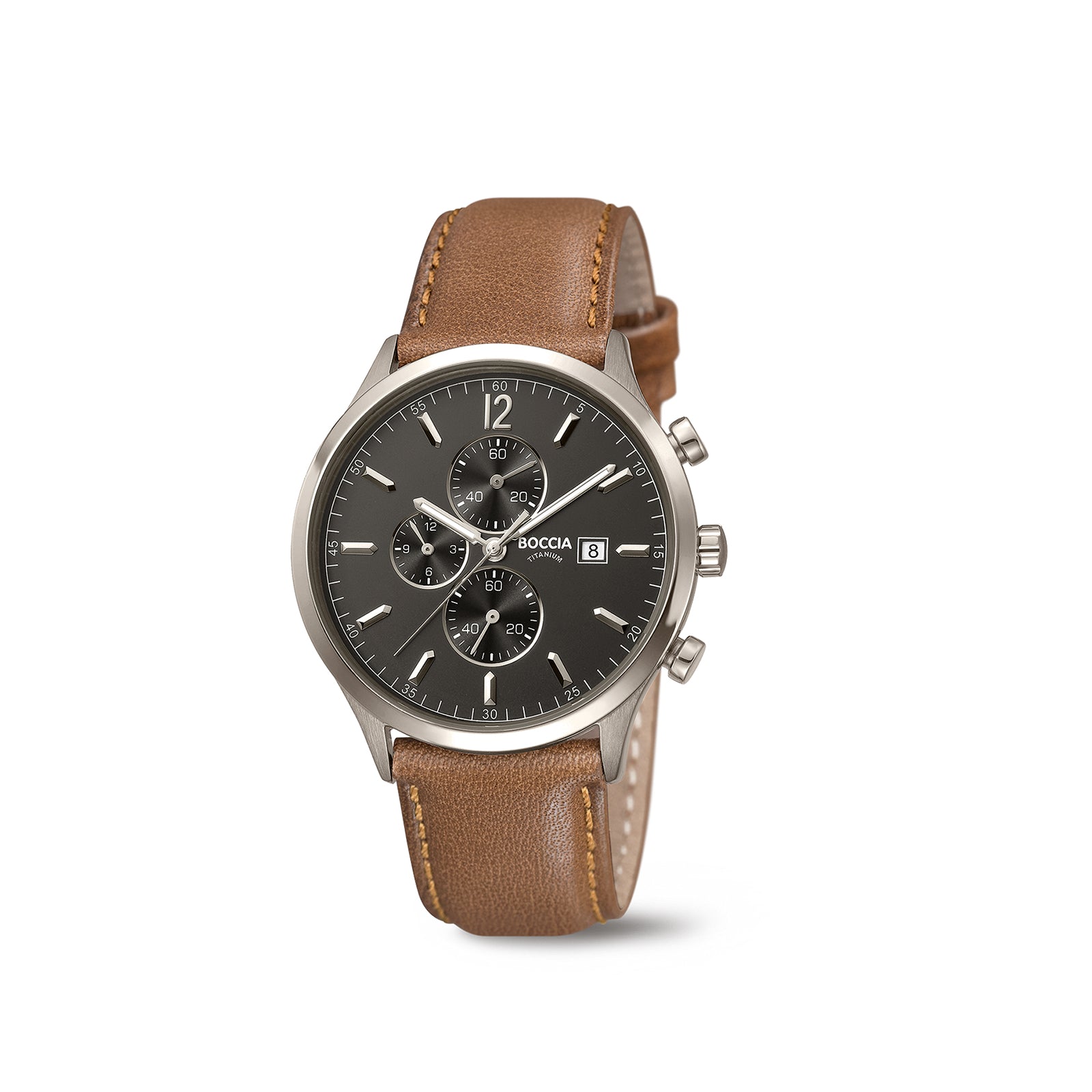 boccia-3753-04-titanium-chronograph-herrenuhr-42-mm-braun image 3