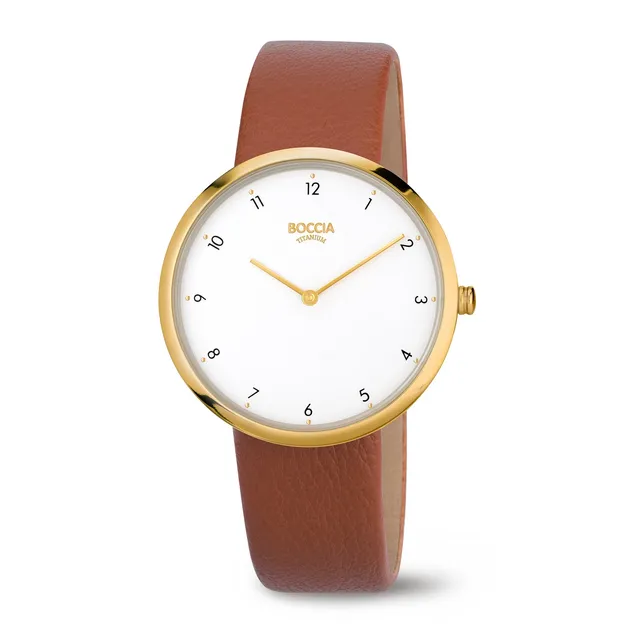 boccia-3309-06-damen-titanium-uhr-gold-mit-wei-braun-leder-36-mm image 1