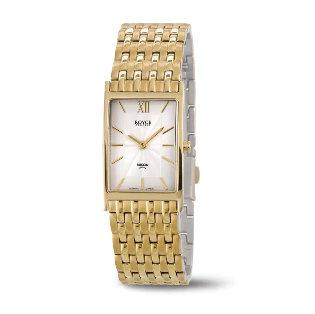 boccia-3285-11-titan-armbanduhr-eckig-gold-wei-unisex image 1