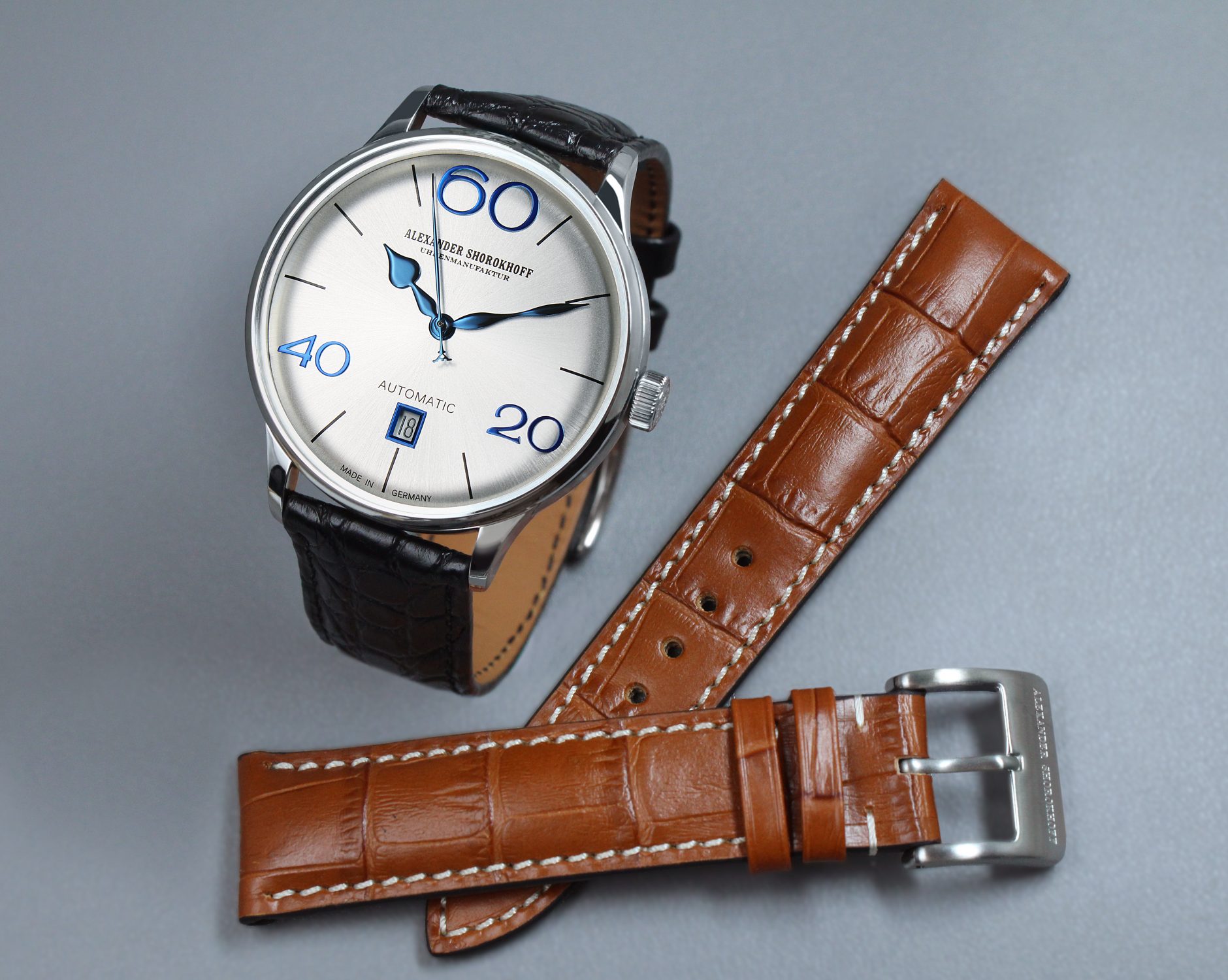 alexander-shorokhoff-sixtythree-silver-vintage-herrenuhr-blau image 8