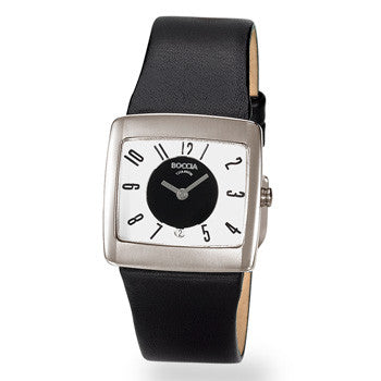 boccia-3150-03-damen-titan-uhr-eckig-schwarz-wei-mit-datum-und-leder image 1