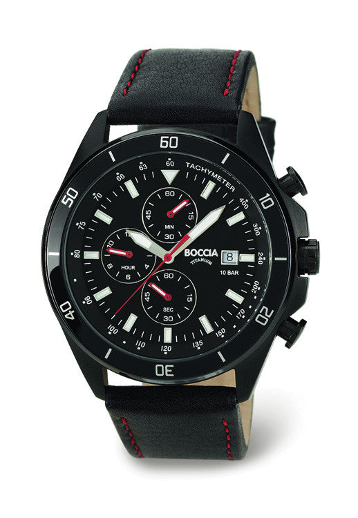 boccia-3762-04-herren-titan-chronograph-schwarz-leder-42-5mm image 2