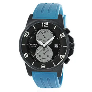 boccia-3777-10-herren-titanium-chronograph-45-mm-mit-jeansblau-kautschuk image 1