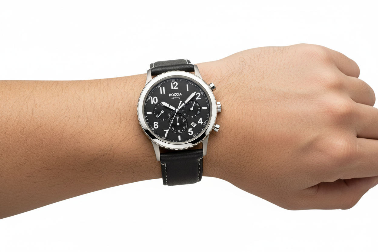 boccia-titanium-3745-01-herren-chronograph-titan-leder-schwarz image 2