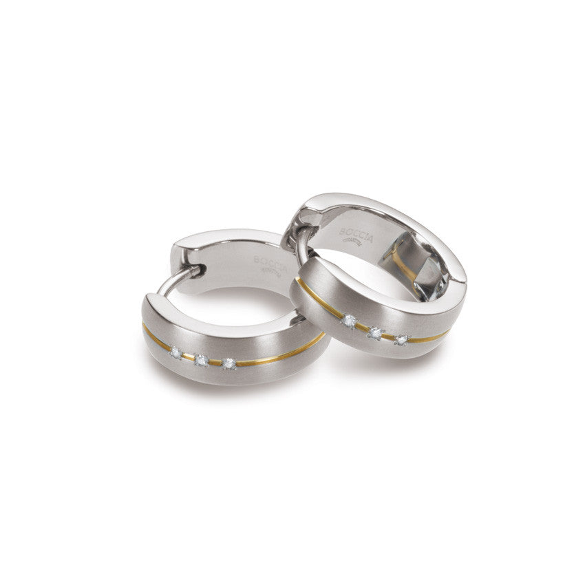 boccia-0539-10-titan-klappcreolen-mit-goldlinie-und-6-diamanten-0-03-ct image 2