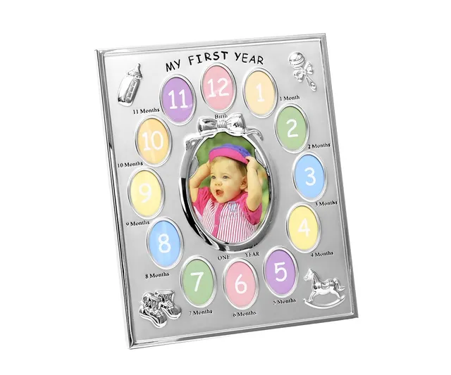 brillibrum-first-year-baby-bilderrahmen-versilbert-28-x-22-9-cm-13-fotos image 1