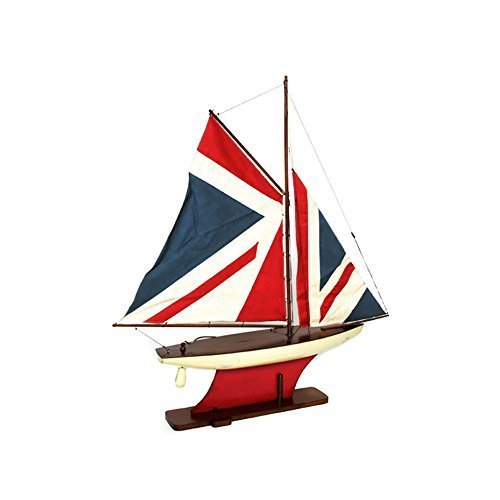 brillibrum-modellschiff-segelboot-holz-yacht-union-jack-vintage-look-klein-60-cm image 2