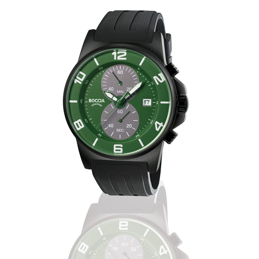 boccia-3777-14-herren-titan-chronograph-45mm-gr-n-mit-kautschukband image 2