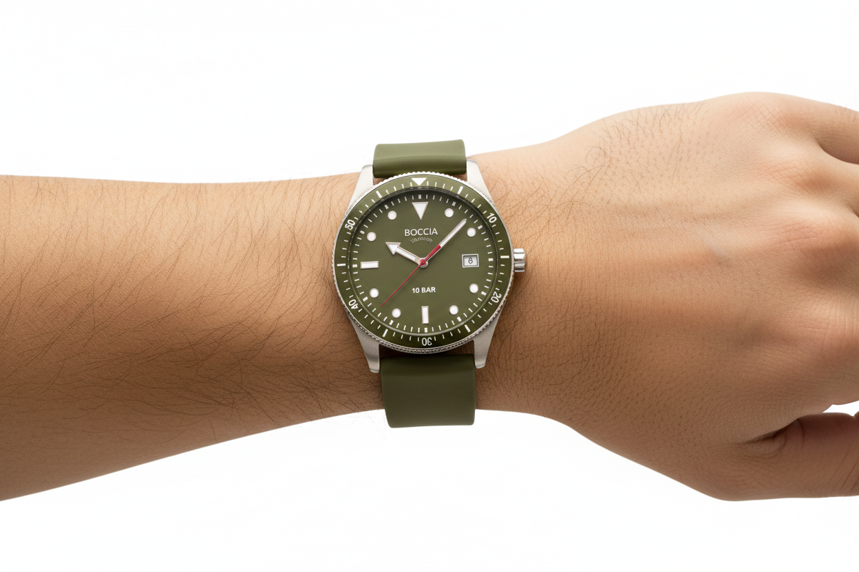 boccia-3664-03-titanium-herrenuhr-army-green-39-mm-kautschuk image 2
