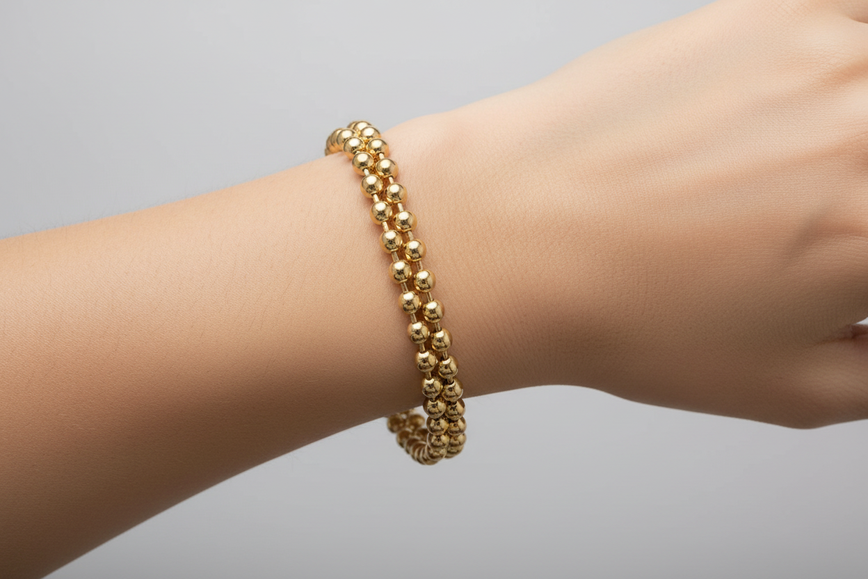 boccia-03066-02-titan-armband-goldplattiert-doppelt-kugel image 3