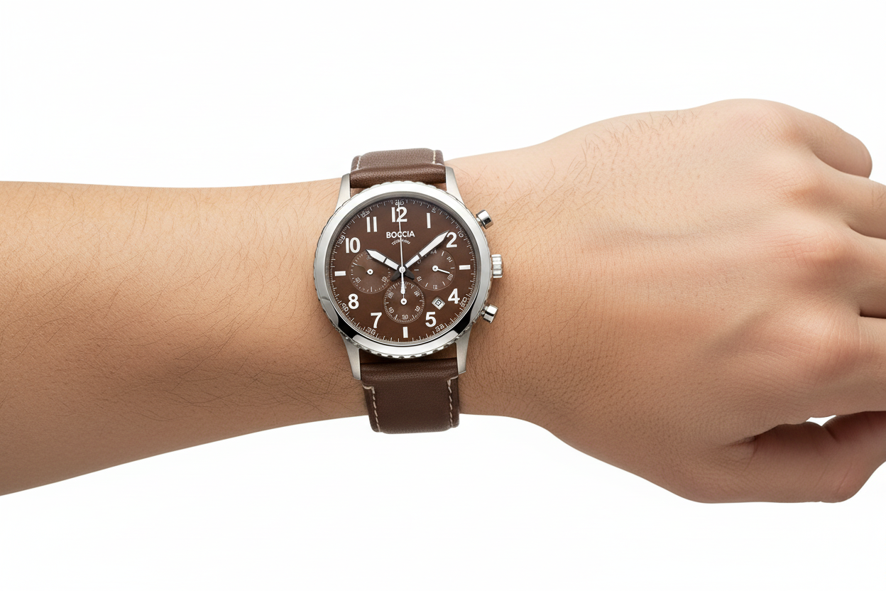 boccia-3745-02-titan-chronograph-braun-41mm-leder image 2