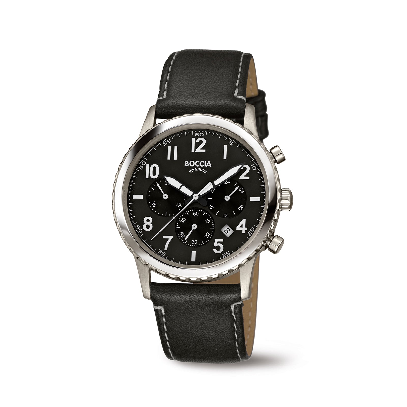 boccia-titanium-3745-01-herren-chronograph-titan-leder-schwarz image 3